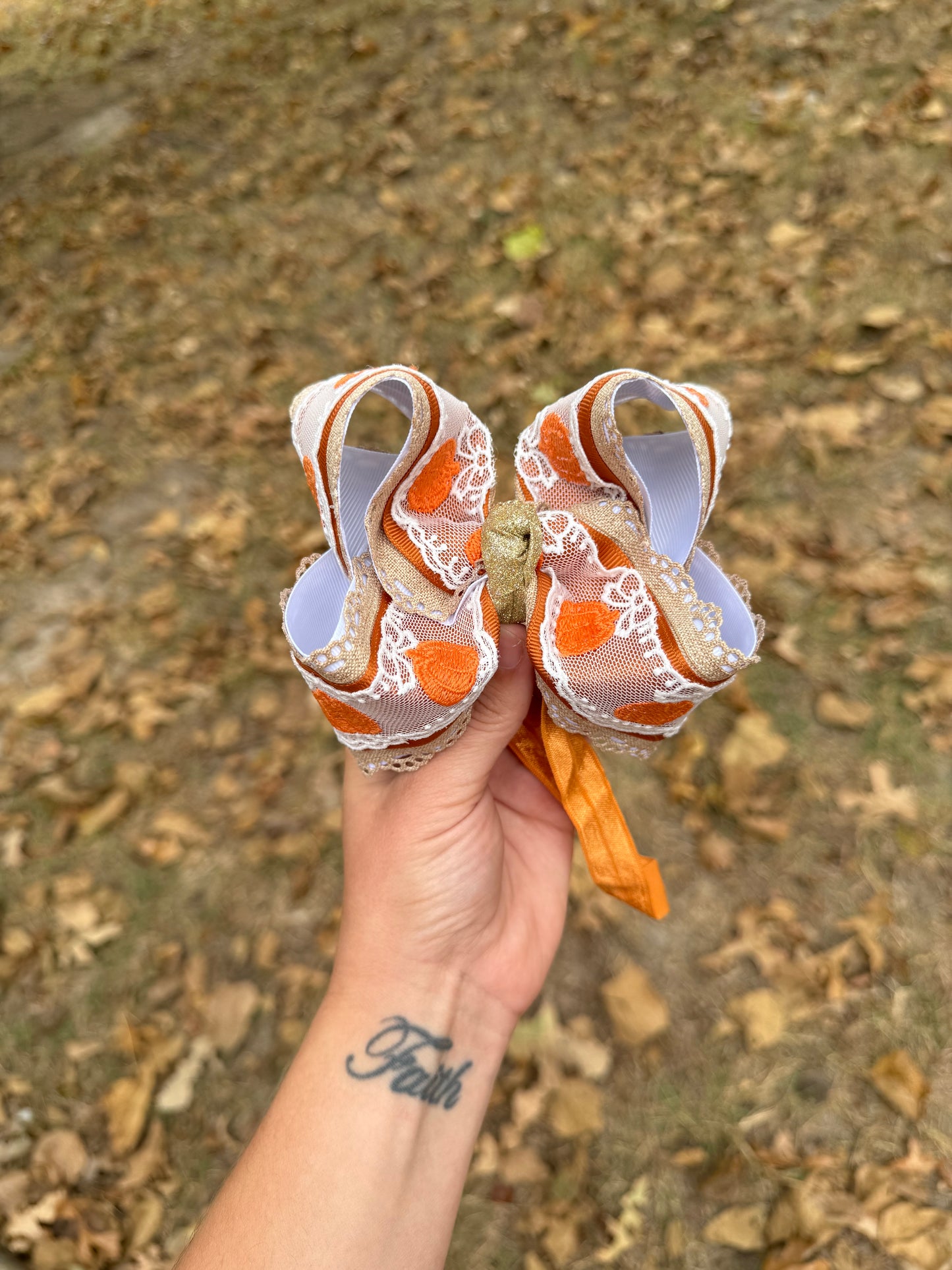 Pumpkin Lace - Build Your Bow: PLEASE READ DESCRIPTION